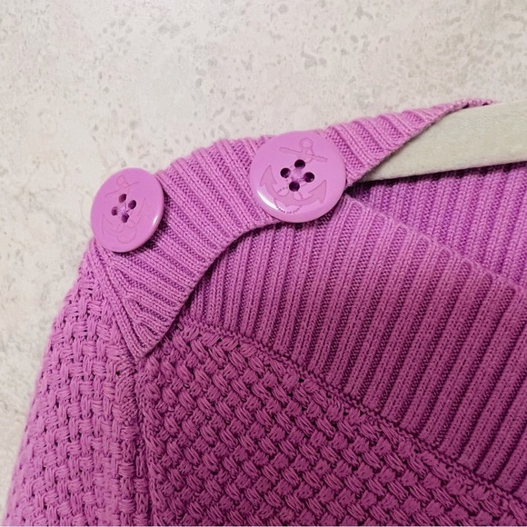 TALBOTS XL WOMENS LILIAC BUTTONS LIGHTWEIGHT TEXTURED PULLOVER KNIT COZY SWEATER - Picture 5 of 7